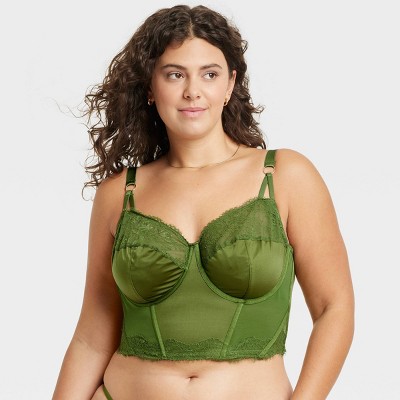 Women's Lace Lingerie Corset - Auden™ Light Forest Green, 1 of 6