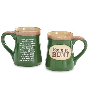 Collections Etc Born to Hunt Serenity Prayer Porcelain Mug 5.25 X 3.5 X 4.75 Green - 1 of 2