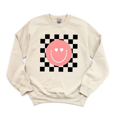 Simply Sage Market Women's Graphic Sweatshirt Valentines Pink Smiley