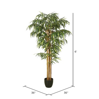 6 ft Green Bamboo Tree with Black Pot