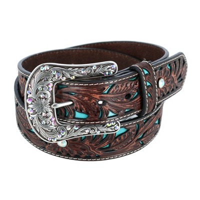 Ariat Women s Western Belt With Turquoise Inlays Xlarge Brown Target