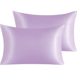 2 Pack Satin Pillowcases for Hair and Skin, Luxurious and Silky Pillow Cases with Envelope Closure - NTBAY - 1 of 4