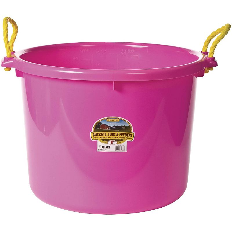 Little Giant 70 Quart Outdoor Polyethylene Muck Tub Multi Purpose Utility Bucket with Handles, for Gardening and Farming, Hot Pink, 1 of 2