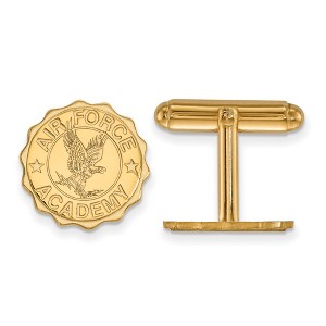 Black Bow Jewelry 14k Yellow Gold Plated Sterling Silver United States Air Force Academy Fighting Falcons NCAA Cuff Links - 1 of 3