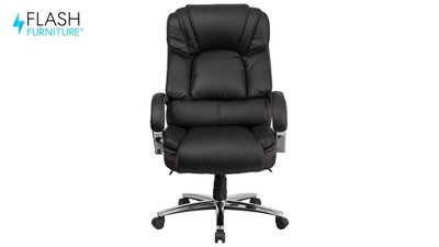 Hercules High-Back Black LeatherSoft Executive Swivel Chair with Chrome Accents