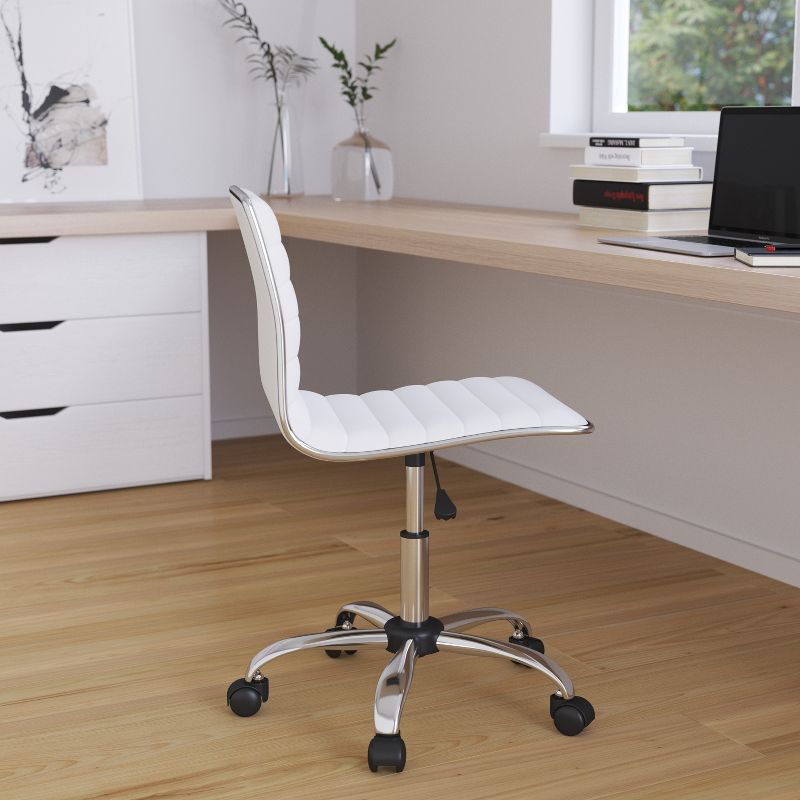 Merrick Lane Home Office Chair Ergonomic Executive Ribbed Low Back Armless Computer Desk Chair - Base, Frame & Border, 3 of 21