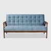 Asta Velvet Upholstered Wood Sofa Light Blue/Walnut - Baxton Studio: Mid-Century Modern, Rubberwood Frame, Tufted - 2 of 4