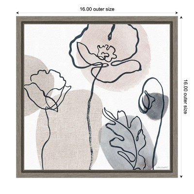 Neutral Floral Canvas Wall Art with Black Frame