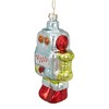 Northlight 5" Silver and Green Robot Hanging Glass Christmas Ornament - 4 of 4