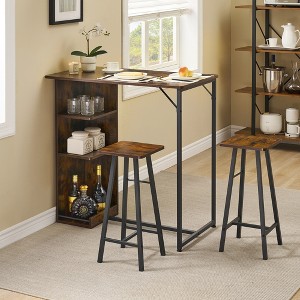 Fulvari 3 Piece Bar Table Set for 2, Kitchen Dining Table with 2 Stools, Counter Height Bar Table and Chair Set, Pub Table Set for Kitchen - 1 of 4