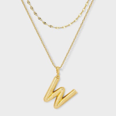 14K Gold Dipped Cubic Zirconia Duo Initial Multi-Strand Necklace - A New Day™ Gold