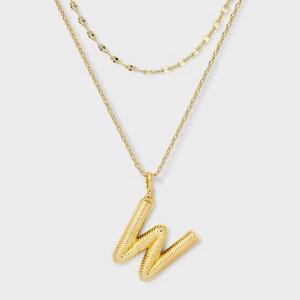 14K Gold Dipped Cubic Zirconia Duo Initial Multi-Strand Necklace - A New Day™ Gold - 1 of 4