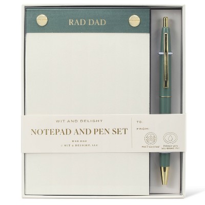 Wit & Delight Father's Day Gifting Olive Green Notepad with Pen