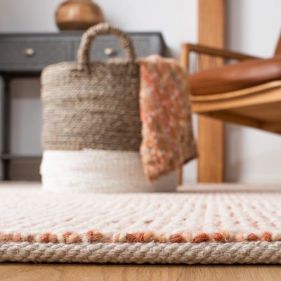 Ivory and Rust Hand-Woven Wool Runner Rug
