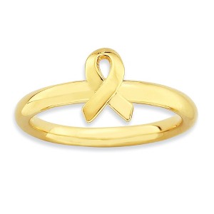 Black Bow Jewelry 2.5mm Stackable 14K Yellow Gold Plated Silver Awareness Ribbon Ring - 1 of 4