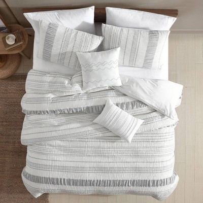 Sutton Gray and Ivory Cotton King Comforter Set