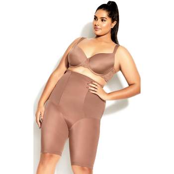 Avenue Body  Women's Plus Size Seamless Hi Waist Capri - Beige