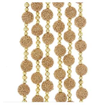 108.0 Inch Gold Glitter Ball Garland Beads Trim 9 Foot Tree Garlands