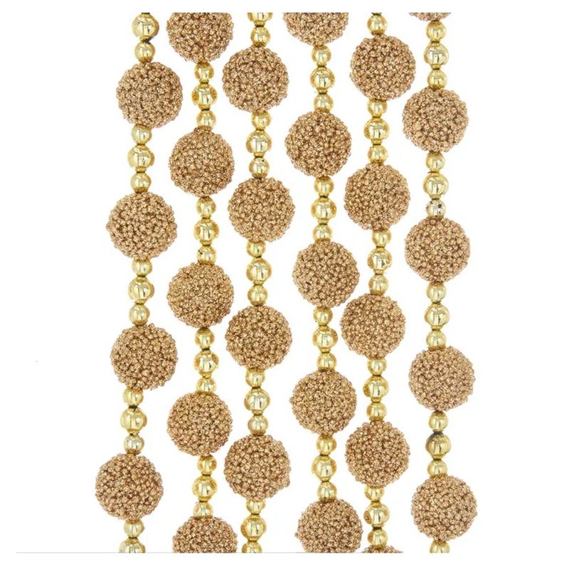 108.0 Inch Gold Glitter Ball Garland Beads Trim 9 Foot Tree Garlands, 1 of 4