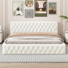 Queen Size Upholstered Wooden Platform Bed Frame, with Luxurious Velvet Grid Headboard 4Q -ModernLuxe - 2 of 4