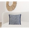 20" X 20" Dark Blue And White 100% Cotton Abstract Zippered Pillow - 2 of 4