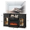 Farmhouse Black 58'' TV Stand For Tvs Up To 70'' With Electric Fireplace and Adjustable Shelves With Glass Door - 4 of 4