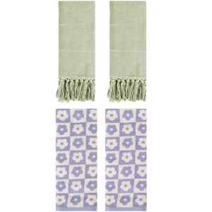 REGALWOVEN 4 Packs Cotton Soft Absorbent Decorative Bathroom Hand Towel 14" x 30" - 1 of 4