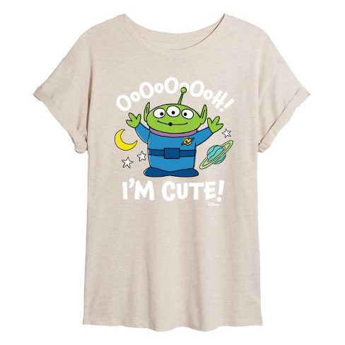 Women s Disney Alien Ooh I m Cute Oversized Graphic T Shirt Birch Small