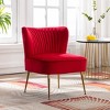 WestinTrends Phoebe Upholstered Tufted Velvet Accent Chair With Metal Leg - 2 of 4