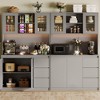 71" Kitchen Pantry Cabinet, Kitchen Hutch Storage with Led Lights and Power Outlets, Buffet Cabinet with Microwave Stand, Adjustable Shelves - 3 of 4