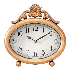 Aoibox Vintage Table Clock, Desk and Shelf Decor, French Rustic Antique Style Gold Mantel Clocks for Farmhouse, Living Room, Bedroom, Bedside, Gift - 1 of 4