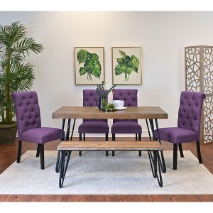 NicBex Dining Room Table Set for 6 Rustic Dining Table Set with Wooden Tabletop, 1 Wooden Bench and 4 Chairs for Kitchen - 1 of 4