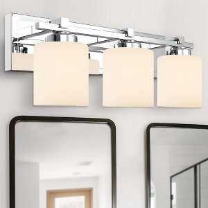 YANSUN 22 in. 3-Light Chrome Bathroom Vanity Light with Milk White Glass Shades for Mirror - 1 of 1