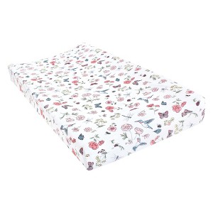 Hudson Baby Girls Cotton Changing Pad Cover, Hummingbird Garden, One Size - 1 of 2