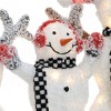LuxenHome 3-Piece Lighted Snowman Family, White Tinsel Frosted Outdoor Holiday Yard Display White, Red, Black, Green - 3 of 4