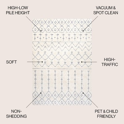 Cream/Gray Moroccan Trellis 4' x 6' Plush Area Rug
