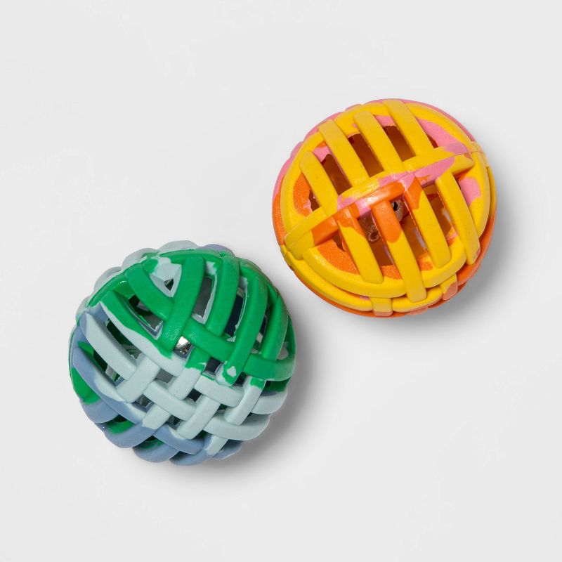 Rubber Lattice Tie Dye Cat Toy Balls - 2pk - Boots &#38; Barkley&#8482;, 1 of 7