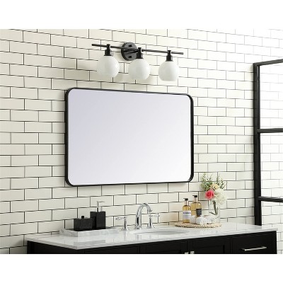 Contemporary Frameless Black Rectangular Wall Mirror 24x40 Inch