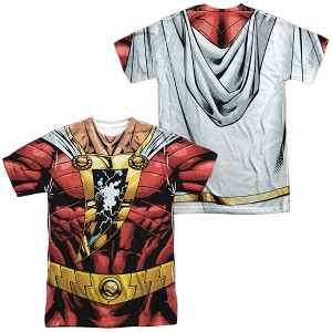 Popfunk Justice League Shazam Uniform Front-Back Print Adult Sublimated Costume T-Shirt - 1 of 4