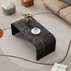 Minimalist MDF Coffee Table with Curved Art Deco Design and Groove Details for Living Room or Dining Room - 2 of 4