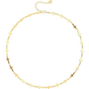 18K Gold Plated Paperclip Choker with Freshwater Cultured Pearl Pendant, Dainty Satellite Chain Necklace - 1 of 4