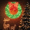 Costway 48 Inch Pre-Lit Christmas Wreath with 200 LED Lights Red Bow Hanging Hooks Green + Red/Warm White + Red - 2 of 4