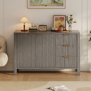CuisinSmart 47" Fluted Sideboard Buffet Cabinet, Modern Mid Century Coffee Bar Cabinet with 3 Drawers&2 Doors for Living Room Kitchen - 1 of 4