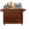 Homy Casa Drop-Leaf Rolling Kitchen Island Cart with Storage Cabinet & Drawers, Brown - 4 of 4