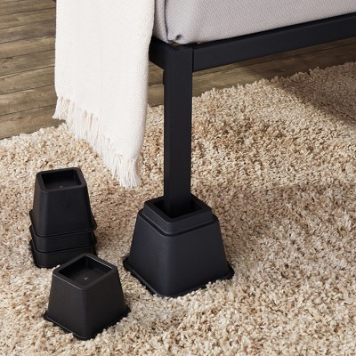 Heavy Duty Black Adjustable Bed and Furniture Risers Set