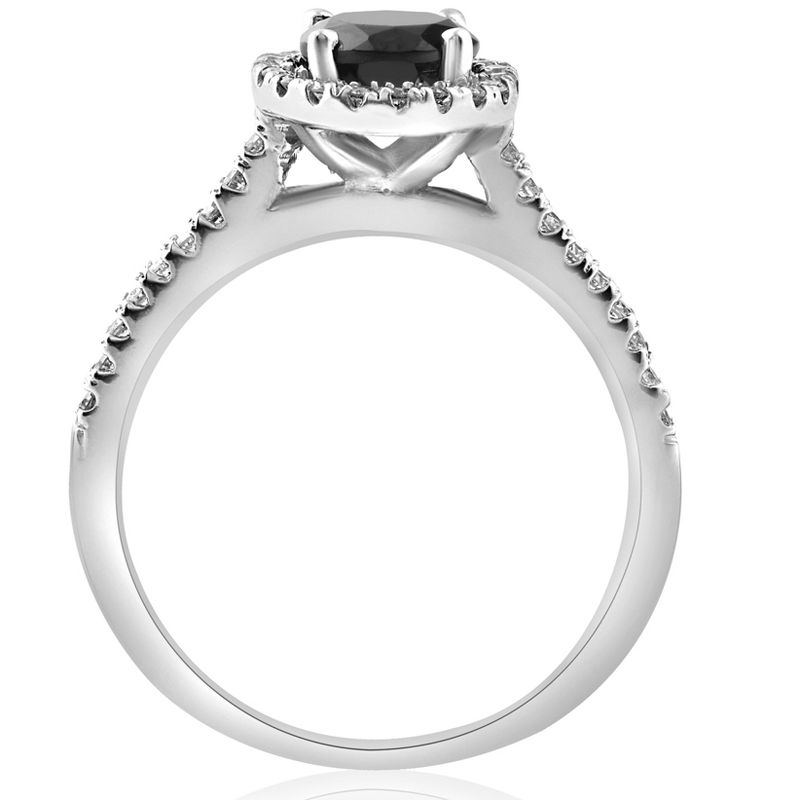Pompeii3 1 1/3 ct Black & White Halo Diamond Engagement Ring 14k White Gold, 2 of 6