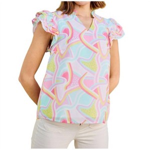 Women's Double Ruffle Sleeve Top - MICHELLE MCDOWELL - 1 of 4