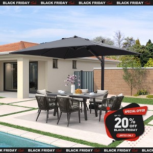 PURPLE LEAF Rectangle Patio Umbrella with Base Outdoor Cantilever Offset Umbrella with 360-degree Rotation for Garden Deck Backyard Pool - 1 of 4