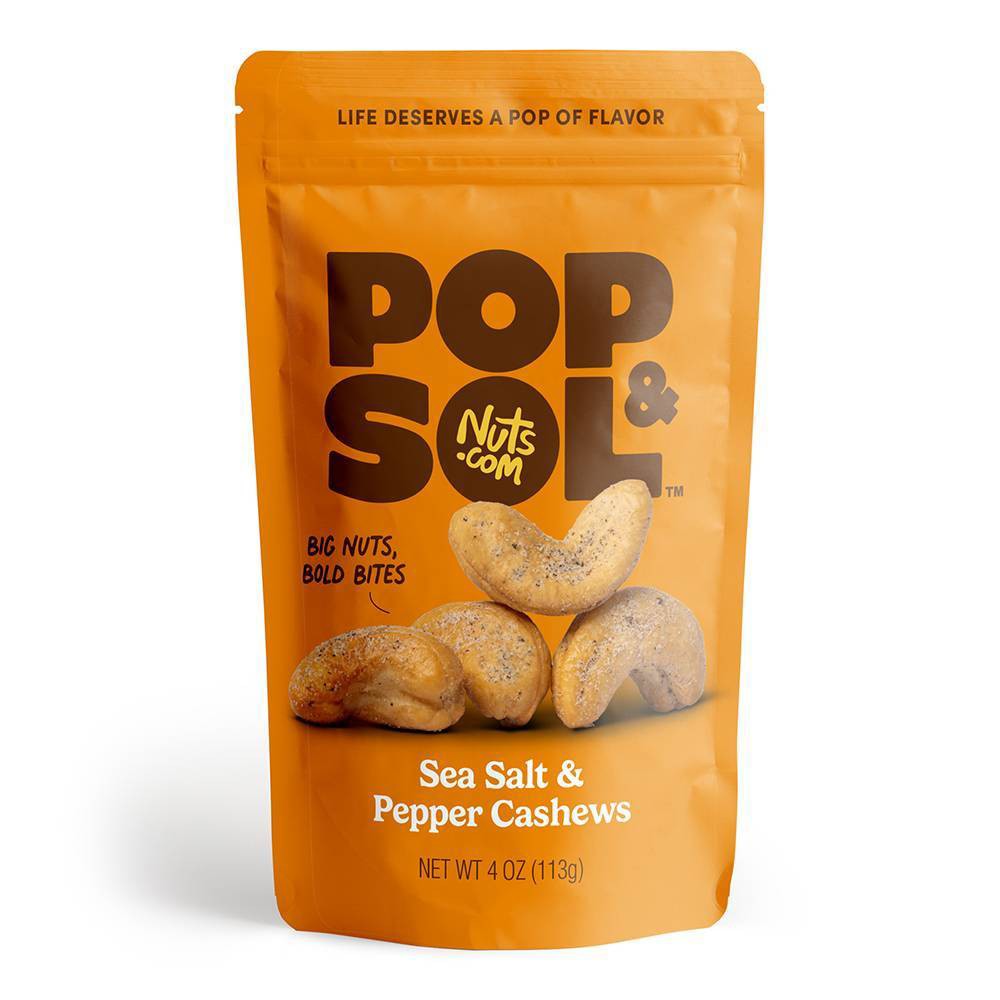 Pop & Sol by Nuts.com Sea Salt & Pepper Cashews - 4oz