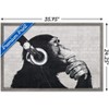 Trends International Chimp with Headphones on Wall Framed Wall Poster Prints - 3 of 4